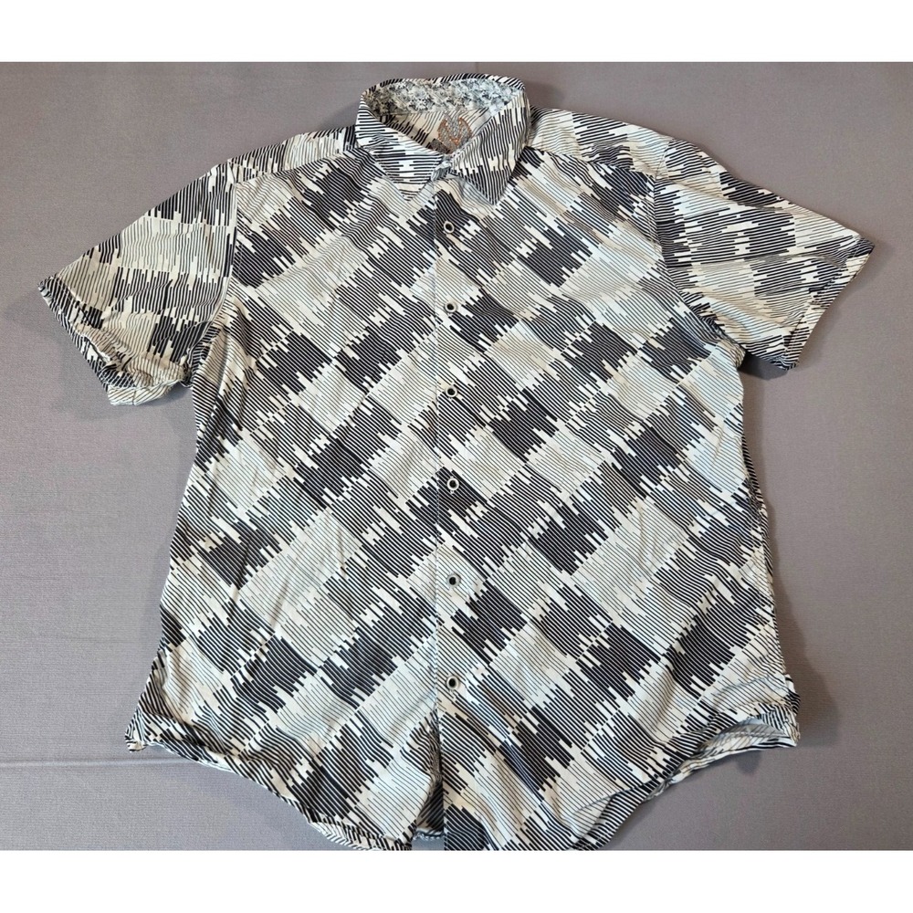 Robert Graham Shirt Mens Large Black White Abstract Bold Classic Fit Polo